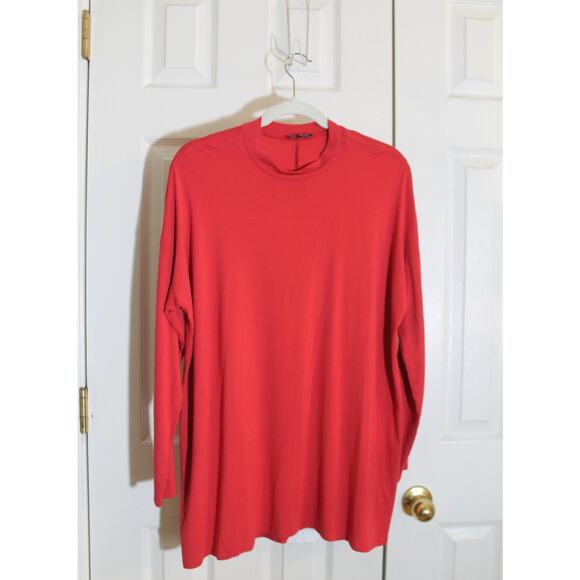 Eileen Fisher Rust LS Mock Neck Swing Tunic sz M - Picture 1 of 3